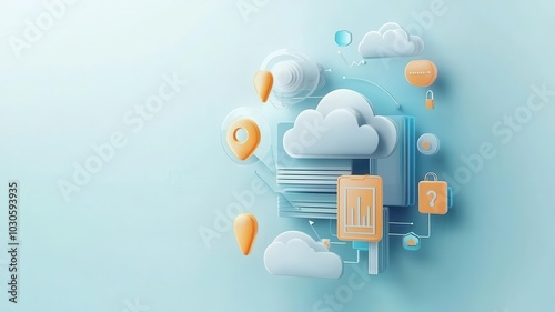 Privacy data storage cloud concept. Cloud with firewall, secure data management.