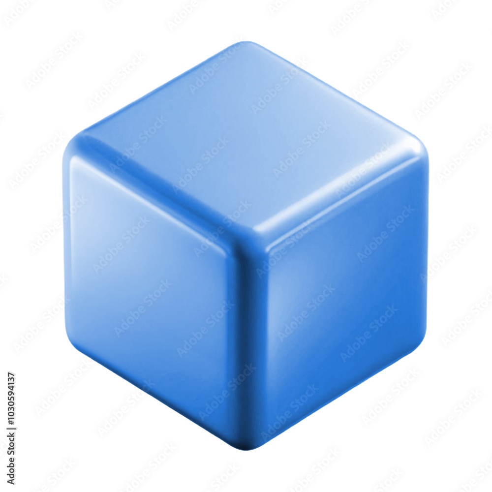 Fototapeta premium blue cube square button 3d cartoon style illustration