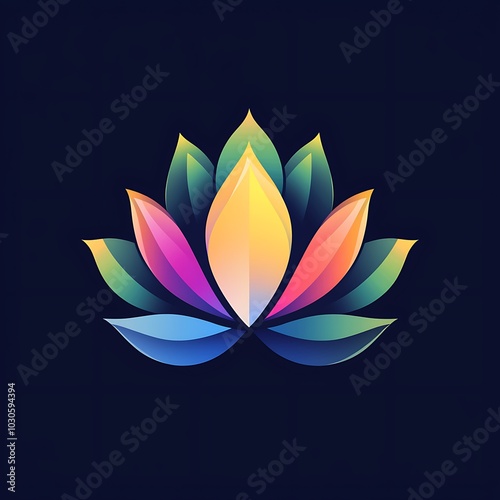 Bright gradient lotus flower art standing out on dark background image