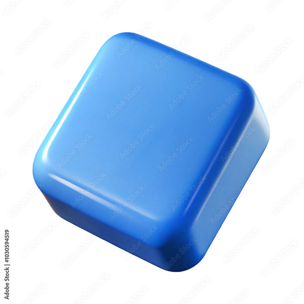 blue plastic box square button 3d cartoon style illustration blue plastic box square button 3d cartoon style illustration