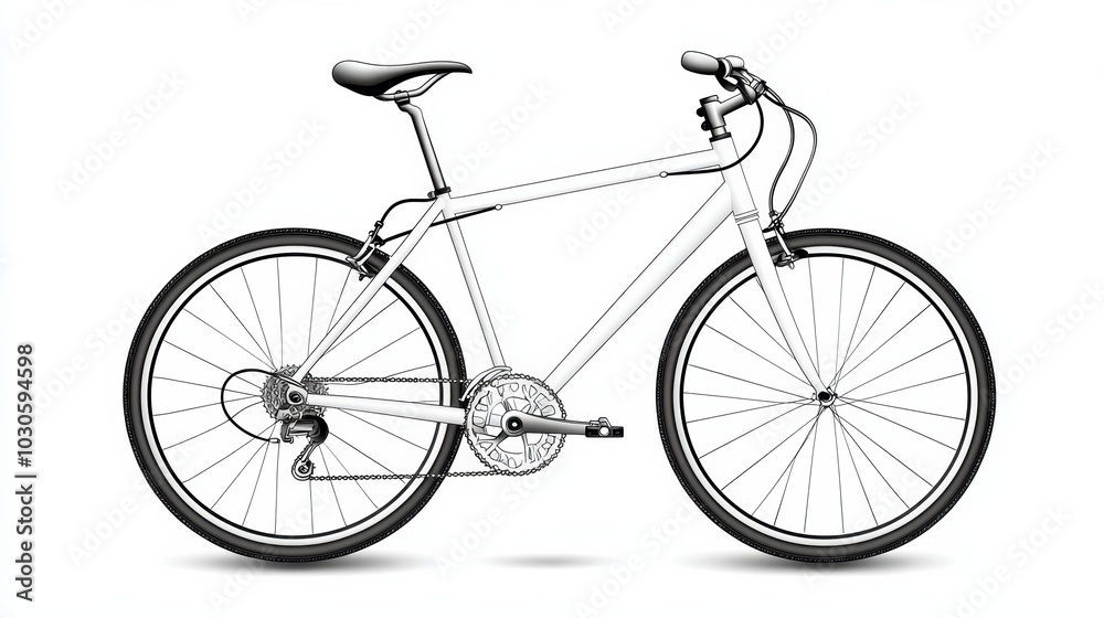 Fototapeta premium White Bicycle Illustration on Clean Background