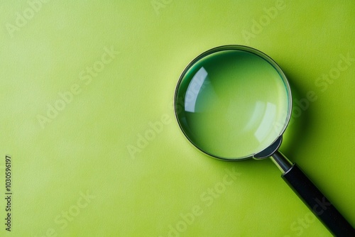 Magnifying Glass on Bright Green Background Symbolizing Clarity and Focus