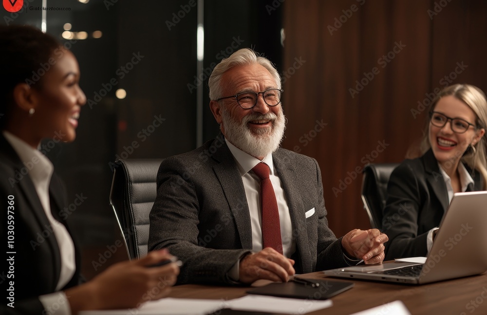 A group of diverse business people meets in an office to discuss business issues A group of diverse business people meets in an office to discuss business issues