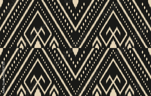 Geometric ethnic oriental ikat seamless pattern color oriental. Aztec ornament print. Design for background ,curtain, carpet, wallpaper, clothing, wrapping, Batik, vector illustration.