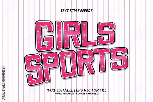 Editable text effect - Girls Sports emblem Cartoon style
