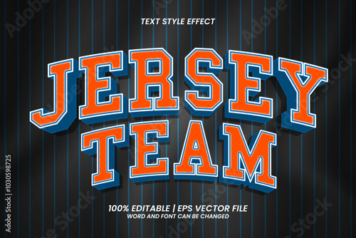 Editable text effect - Jersey Team Baseball 3D style