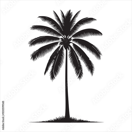 Island Vibes Graceful Coconut Palm Silhouette  , black colour vactor 