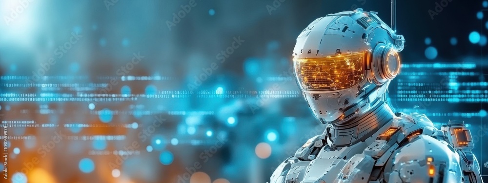 Futuristic infantry in robotic exosuit, leading a charge in high-tech warzone, digital warfare Futuristic infantry in robotic exosuit, leading a charge in high-tech warzone, digital warfare
