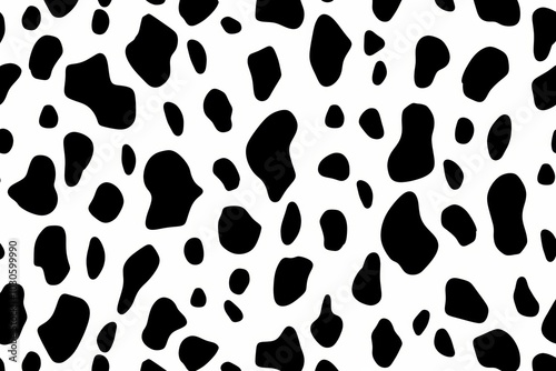 Seamless black and white cow print pattern