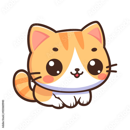 Cute, playful, cheerful cartoon kitten stickers