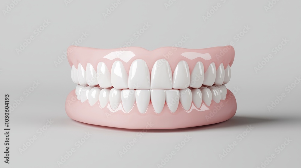 A white smile is depicted in 3D for an orthodontic clinic, and a white jaw is shown in a dentistry concept. A white smile is depicted in 3D for an orthodontic clinic, and a white jaw is shown in a dentistry concept.