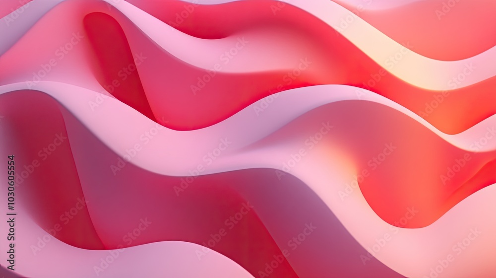 Fototapeta premium Abstract Pink and Red Curving Shapes