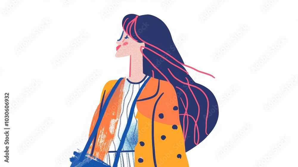 Fashionable Girl Walking with a Bag Generative AI Fashionable Girl Walking with a Bag Generative AI