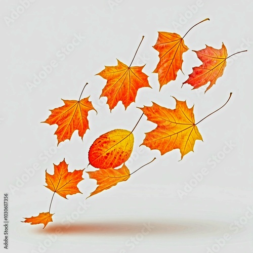 Autumn maple leaves isolated on a white background. Vector illustration.