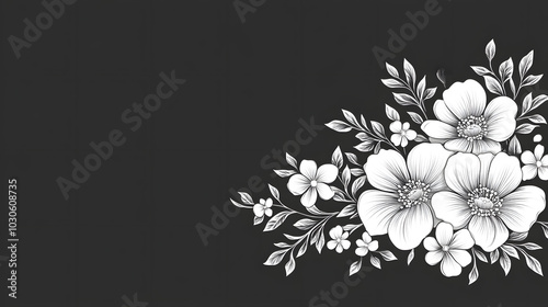 Captivating Monochromatic Flower Silhouette in Tattoo Style on a Clean White Background Showcasing Artistic Grace photo