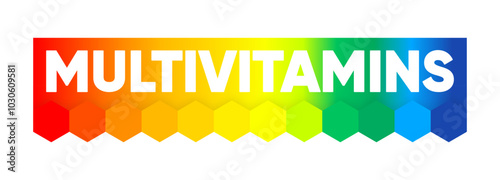 Multivitamin label. Icon concept vitamins. Vitamins complex banner for advertising, health, medical science. Nutrients, minerals that are essential the body. Vector illustration.