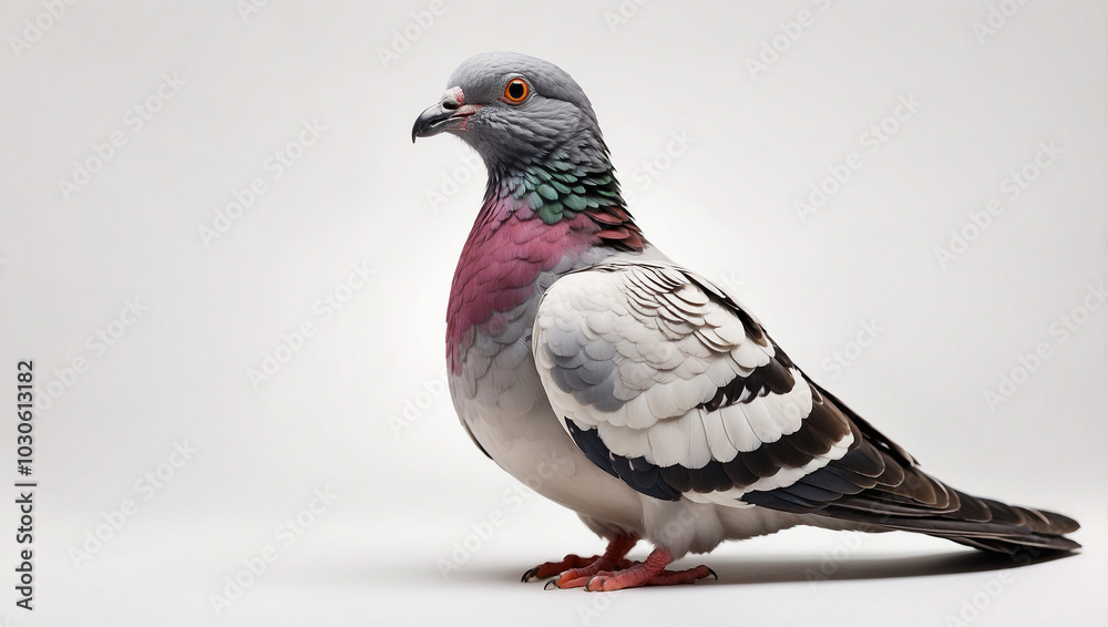 Fototapeta premium Pigeon on White Background