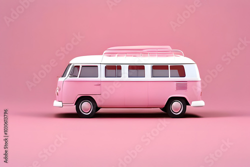pink van isolated on white background