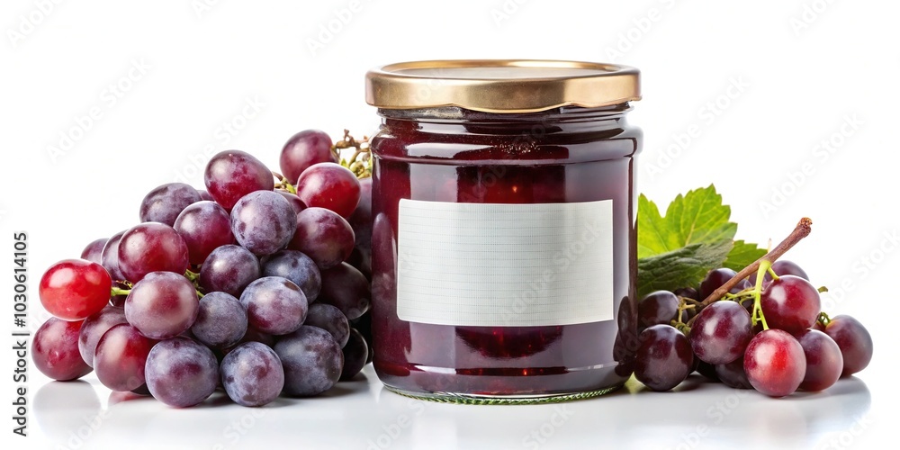 Homemade grape jam in silhouette jar Homemade grape jam in silhouette jar