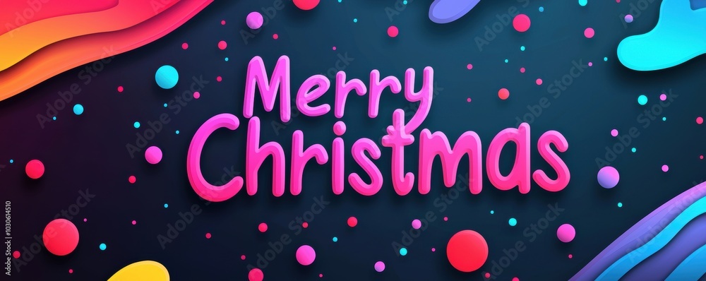 Merry Christmas is beautifully displayed in vibrant colors against dark background, creating festive and joyful atmosphere. design features playful shapes and bright accents that enhance holiday Merry Christmas is beautifully displayed in vibrant colors against dark background, creating festive and joyful atmosphere. design features playful shapes and bright accents that enhance holiday