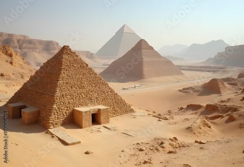 Pyramid of Menkaure and pyramids of queens, Giza plateau, near Cairo, Egypt
 photo