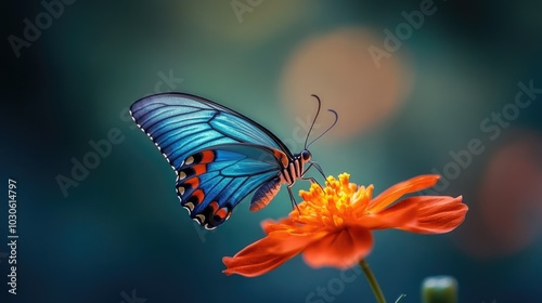 A beautiful Butterfly perches gently on a Vibrant flower