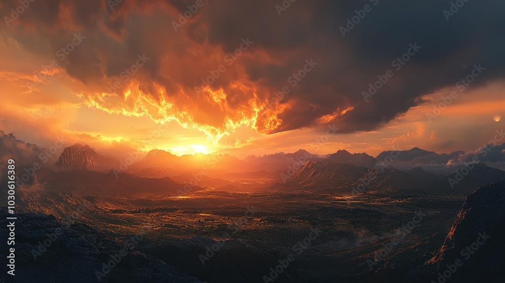 Vibrant sunset over calm lake reflecting colorful sky and clouds at dusk