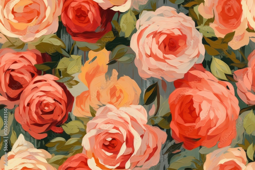 Pattern of roses painting flower plant. .