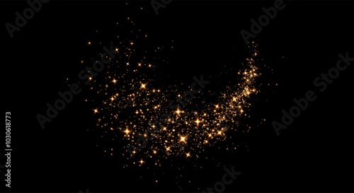 Christmas background. Powder dust light PNG. Magic shining gold dust. Fine, shiny dust bokeh particles fall off slightly. Fantastic shimmer effect. Vector illustrator.	