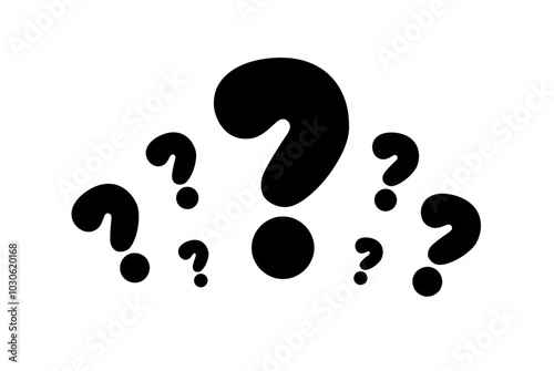 The concept of frequently asked questions. black white. A flat vector illustration with question marks. The online support web page. vector illustration.