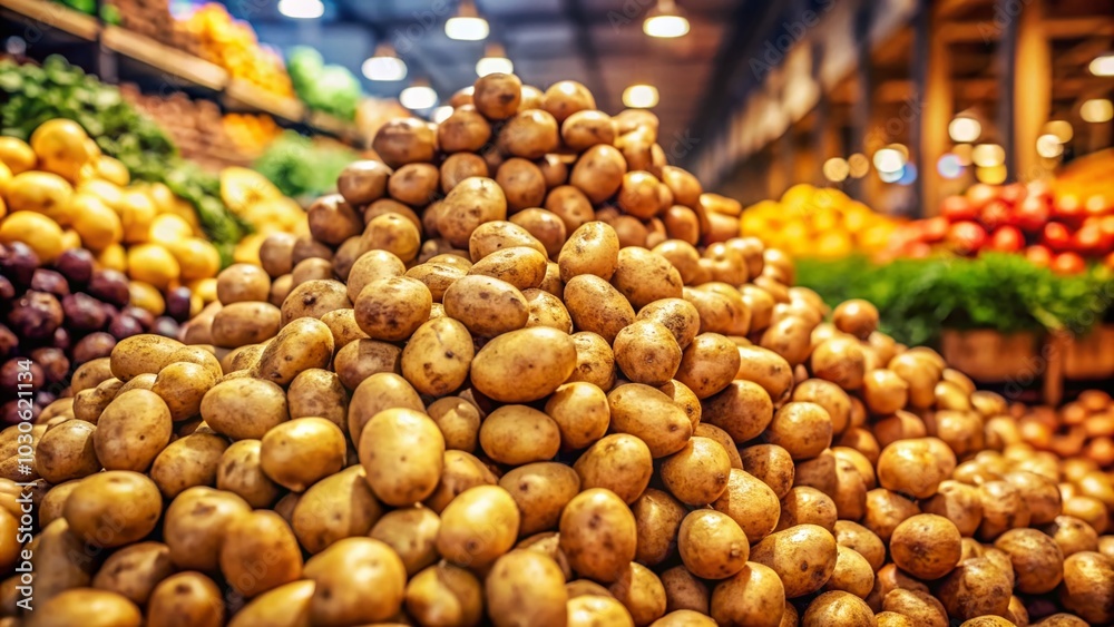 Fresh Potatoes in Grocery Store Produce Section - Tilt-Shift Photography Fresh Potatoes in Grocery Store Produce Section - Tilt-Shift Photography
