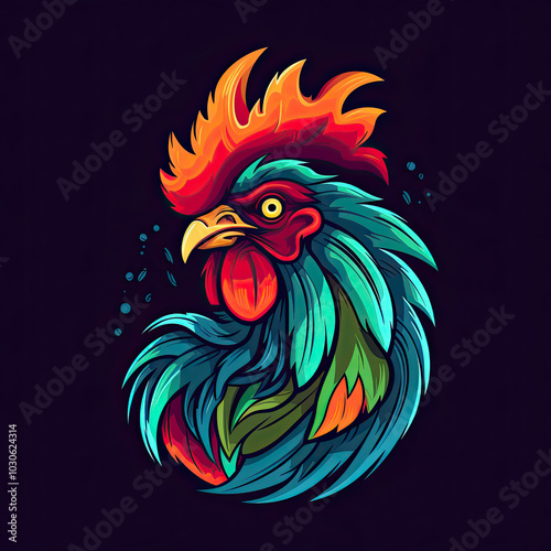 Wallpaper Mural Beautiful Rooster Logo, Farm Animal Design for Your Corporate and Business Graphic Resource or Creative Project, Ai Generative Torontodigital.ca