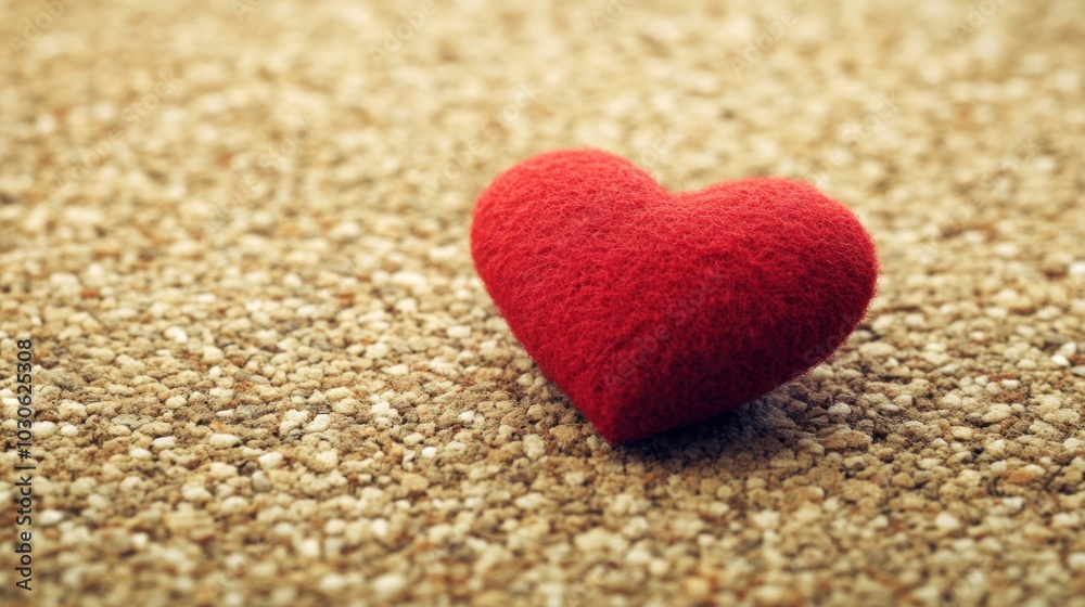 Fototapeta premium Red Heart on Pebble Surface