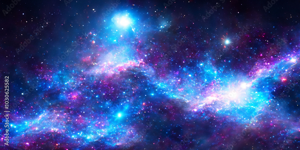 Naklejka premium Colorful cosmic nebula in deep space with bright stars and galactic clouds