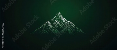 Bold and minimalist logo featuring a mountain silhouette, dark green tones with clean, angular lines, perfect for outdoor, adventure, or travelrelated brands photo