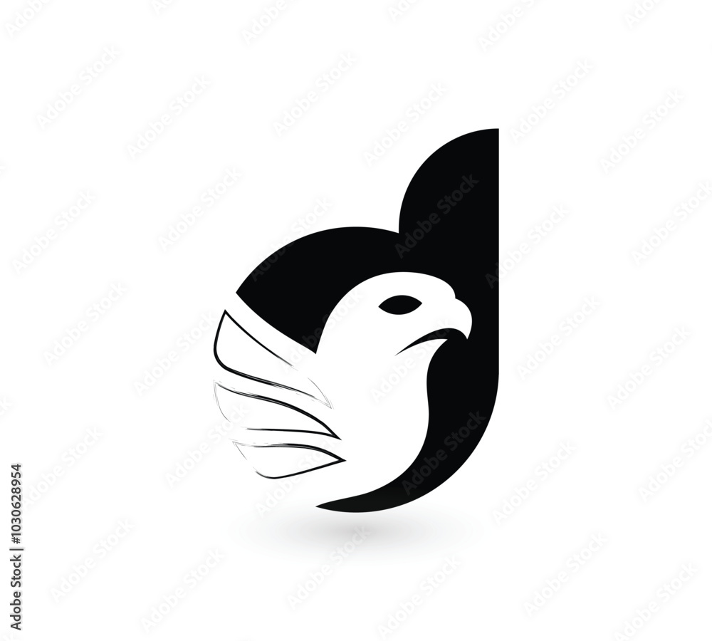 D letter bird logo vector template D letter bird logo vector template