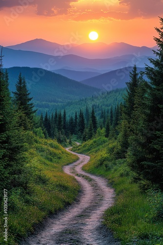 Sunset over a Mountain Road