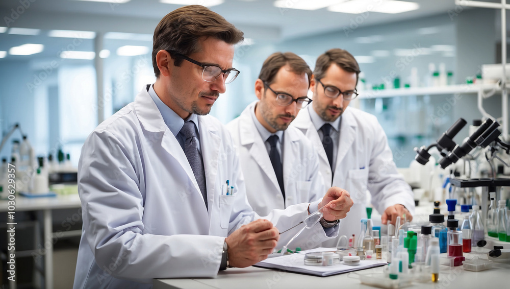 Fototapeta premium Scientists Working Together