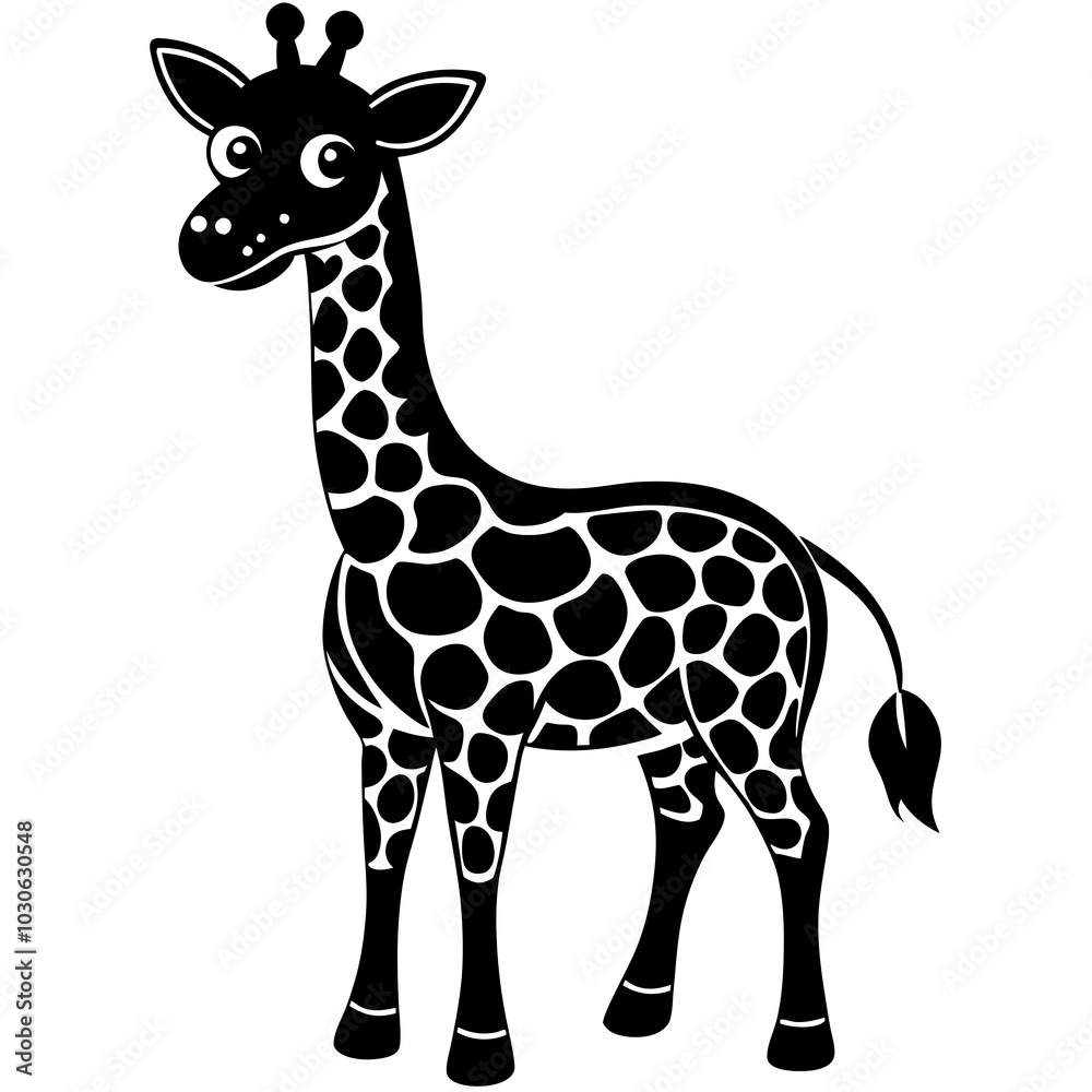 Obraz premium cute Giraffe vector silhouette on white background