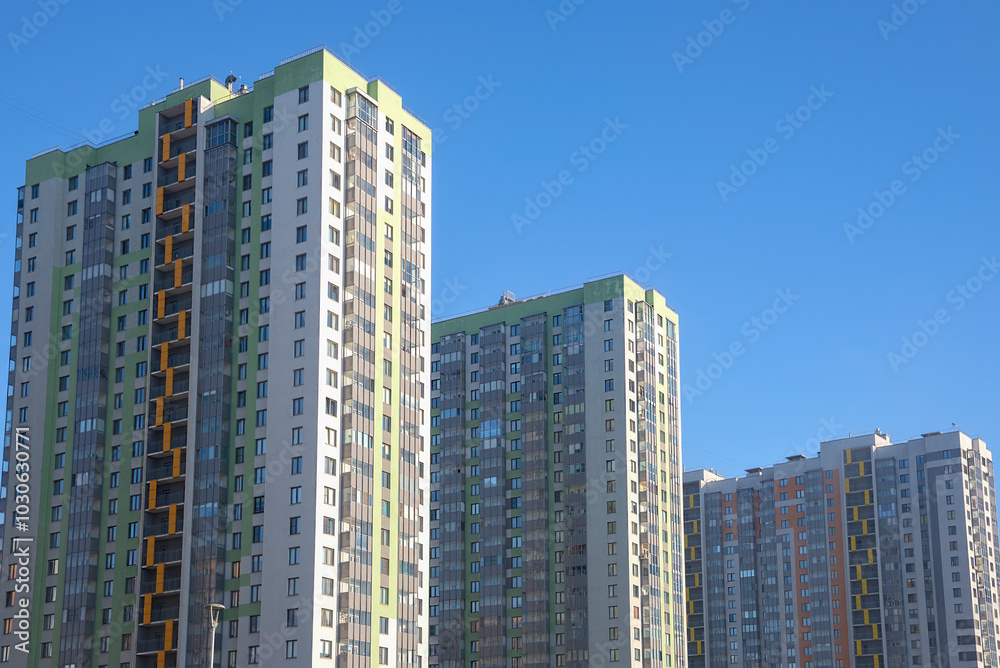 A fragment of modern high-rise buildings. Saint Petersburg, Russia A fragment of modern high-rise buildings. Saint Petersburg, Russia