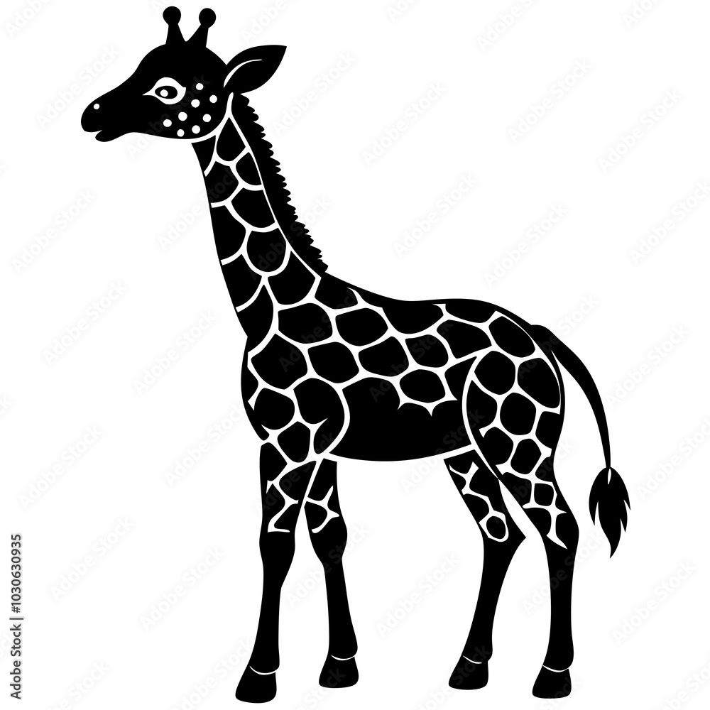 Naklejka premium cute Giraffe vector silhouette on white background