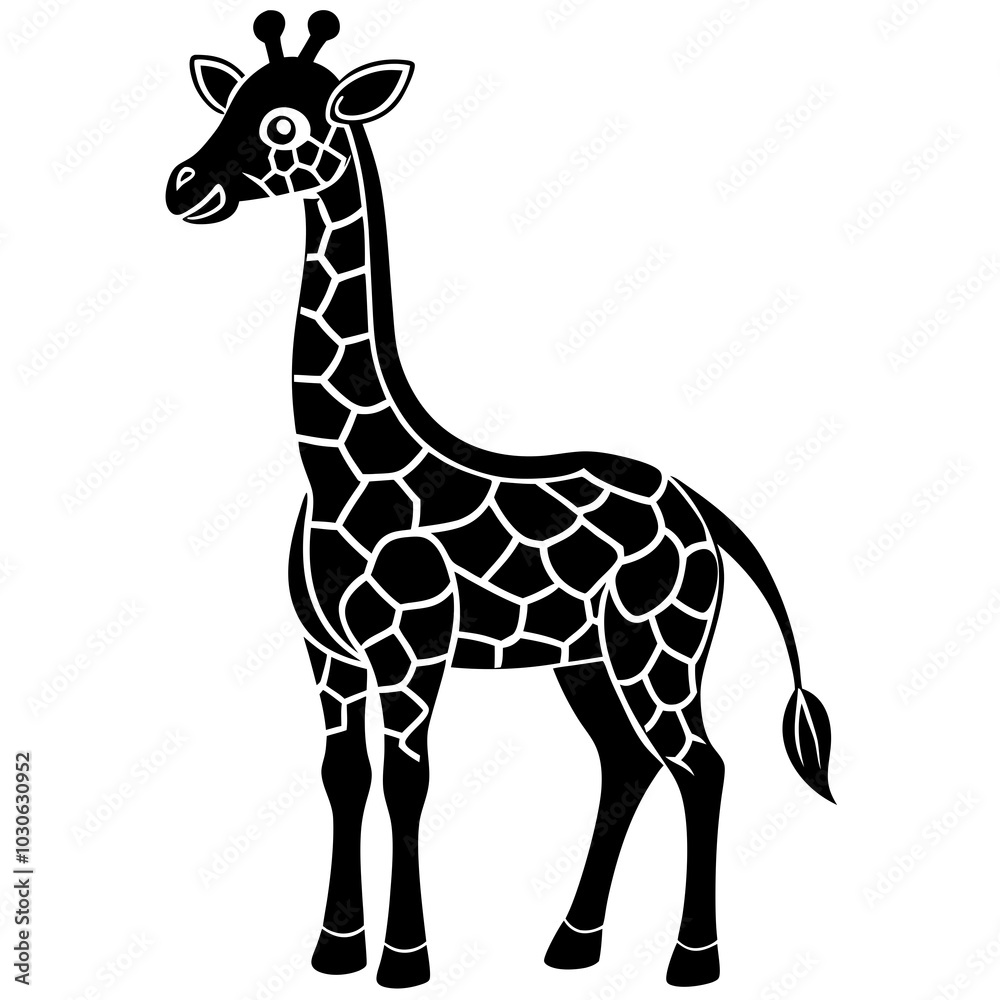 Naklejka premium cute Giraffe vector silhouette on white background