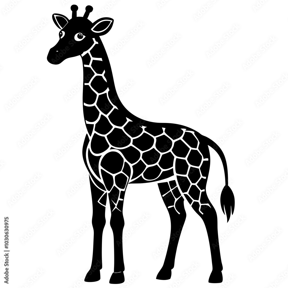 Fototapeta premium cute Giraffe vector silhouette on white background