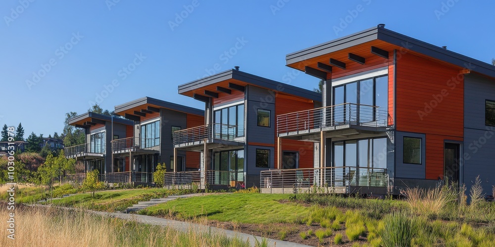Fototapeta premium Contemporary Modern Houses in Natural Setting