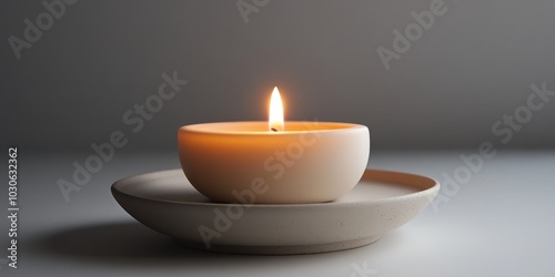 Wallpaper Mural Unlit candle in minimalist holder representing calm and serenity, simple and elegant decor concept for peaceful and relaxing atmosphere. Torontodigital.ca