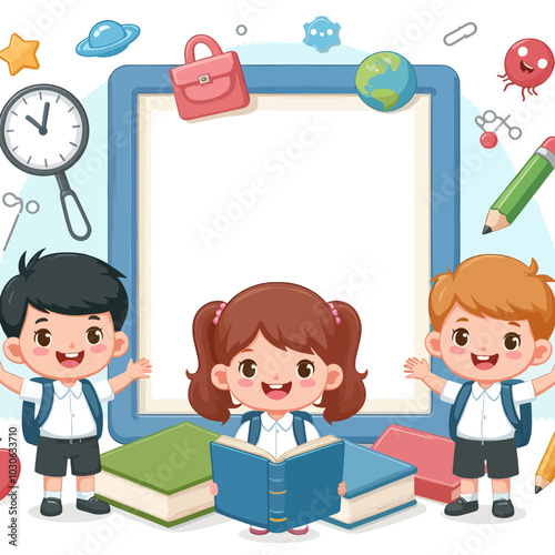 education children illustration book cover study go to school
