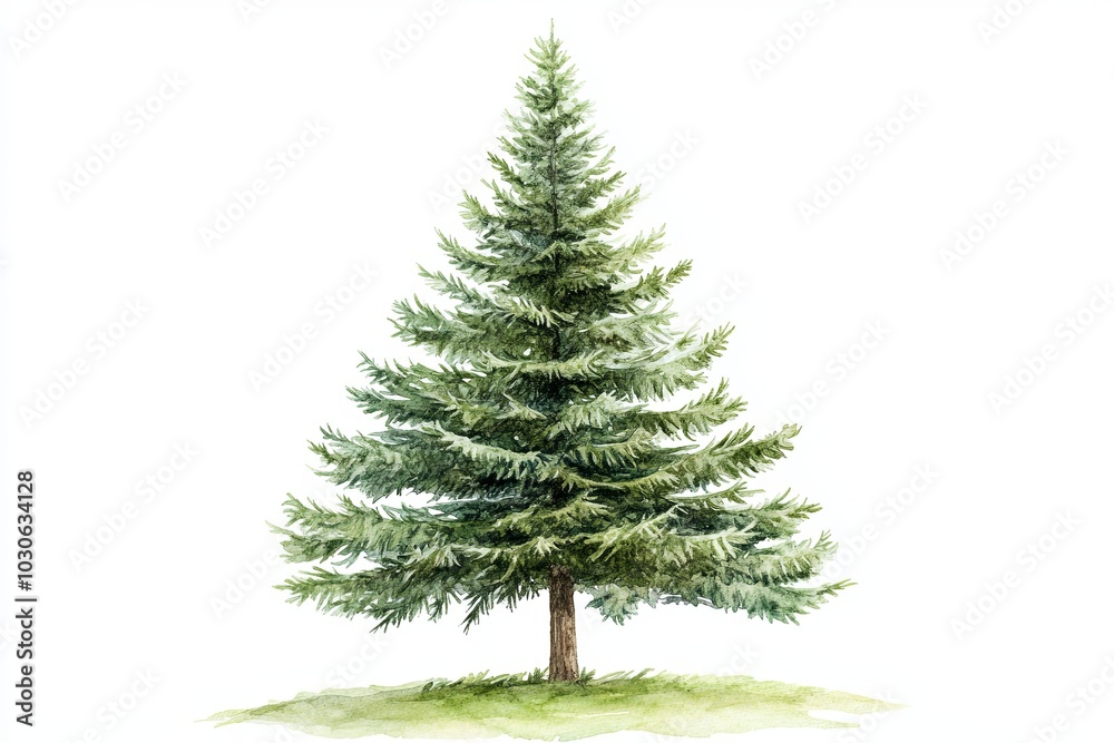 Fototapeta premium Lush evergreen tree on a grassy base