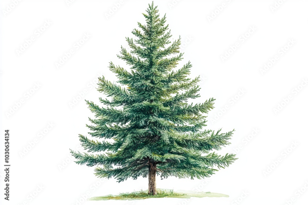 Obraz premium Detailed illustration of a lush evergreen tree