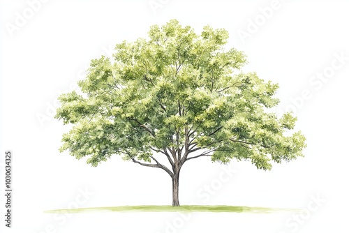 Lush green tree with a vibrant canopy on a white background