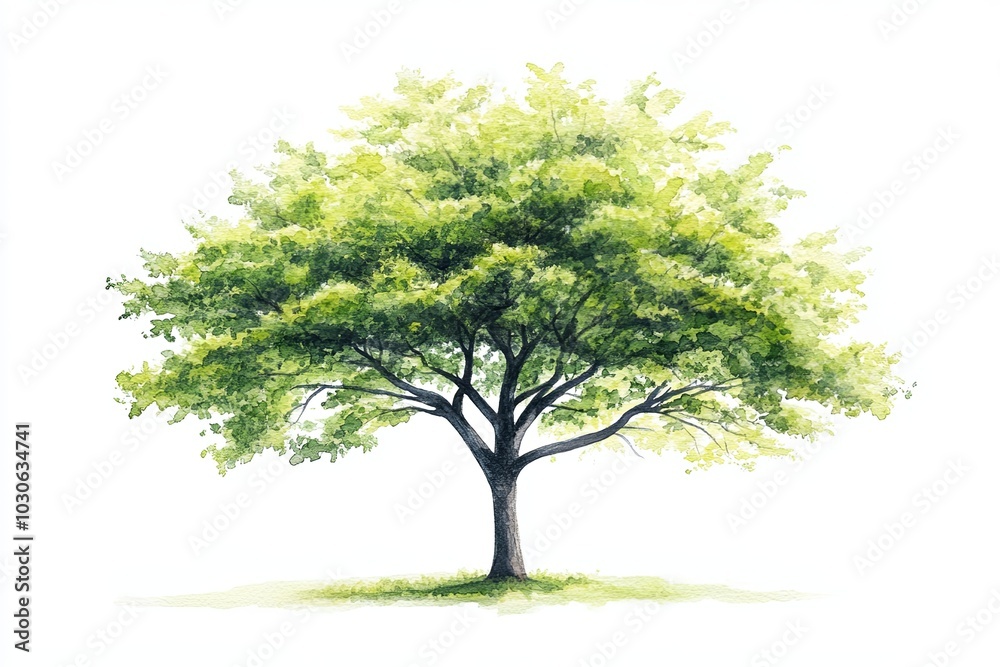 Lush green tree with vibrant foliage on a white background Lush green tree with vibrant foliage on a white background